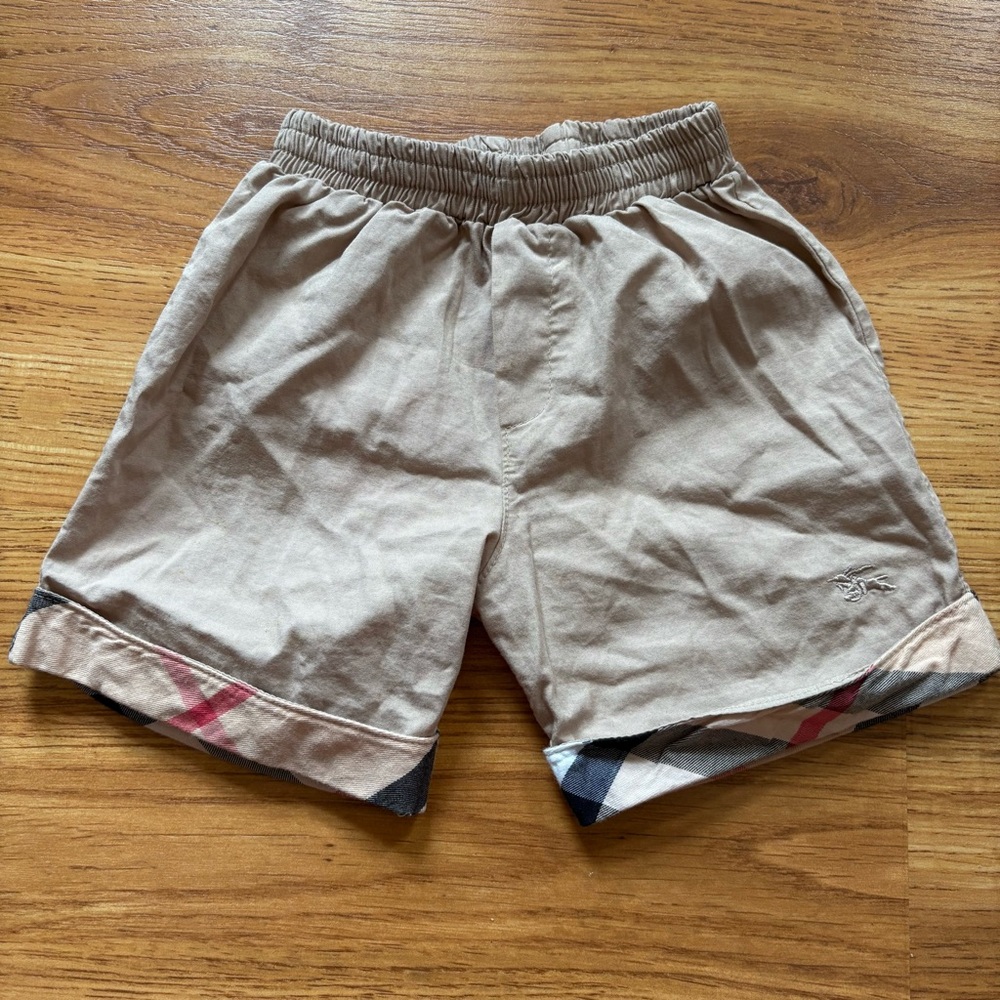 Burberry Beige Signature Plaid Trim Baby Shorts 12M